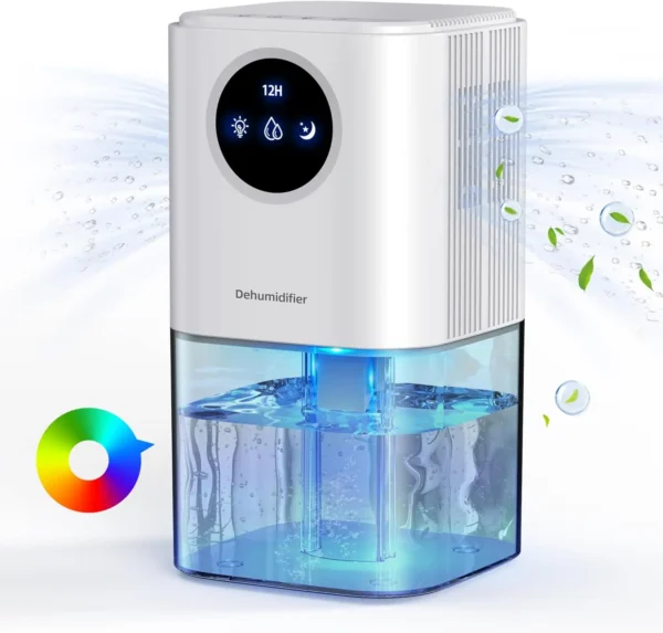 เครื่องลดความชื้นแบบพกพาความจุ 35 ออนซ์ ทํางานเงียบ พร้อมไฟสีสันสดใสสุดโรแมนติก สวิตช์ตั้งเวลา