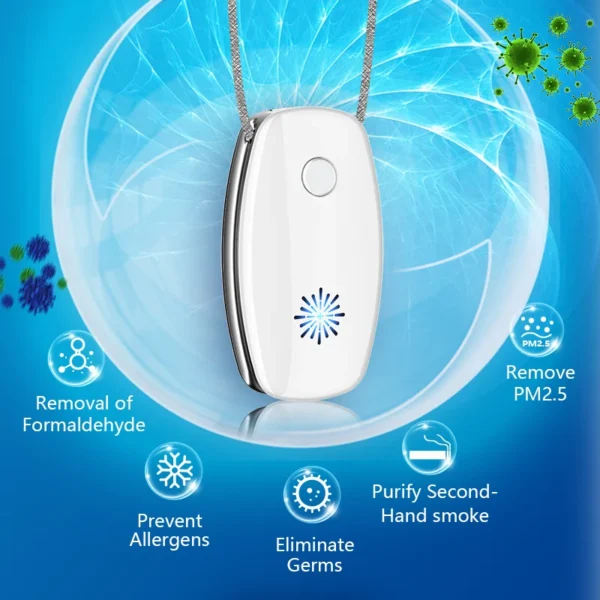 ใหม่สร้อยคอประเภทเครื่องฟอกอากาศ Mini เครื่องฟอกอากาศแบบพกพาขจัดหมอกควันฟอร์มาลดีไฮด์ USB ชาร์จเครื่องกําเนิดไอออนลบ - Image 4